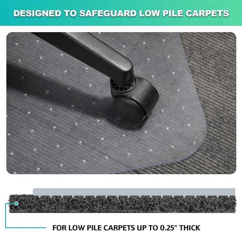 TONOS Thickened Chair Mat for Carpet- Low Pile Carpet Protector for Office Computer Desk Chair. Heavy Duty Desk Chair Mat for Carpeted Floors. Clear (Rectangular, 3mm Thick- 48x36) - Image 2